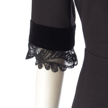 Gucci GG Pearl Silk Wool Velour Lace Contrast Dress Top Skirt Black Pink 38 — view 6