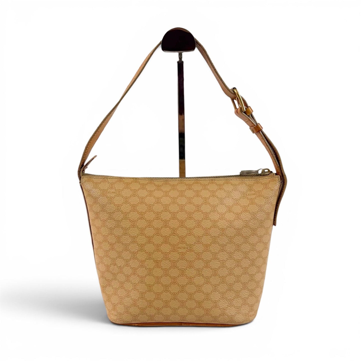 Celine Pouch Shoulder Bag Macadam Triomphe Beige Leather — view 2