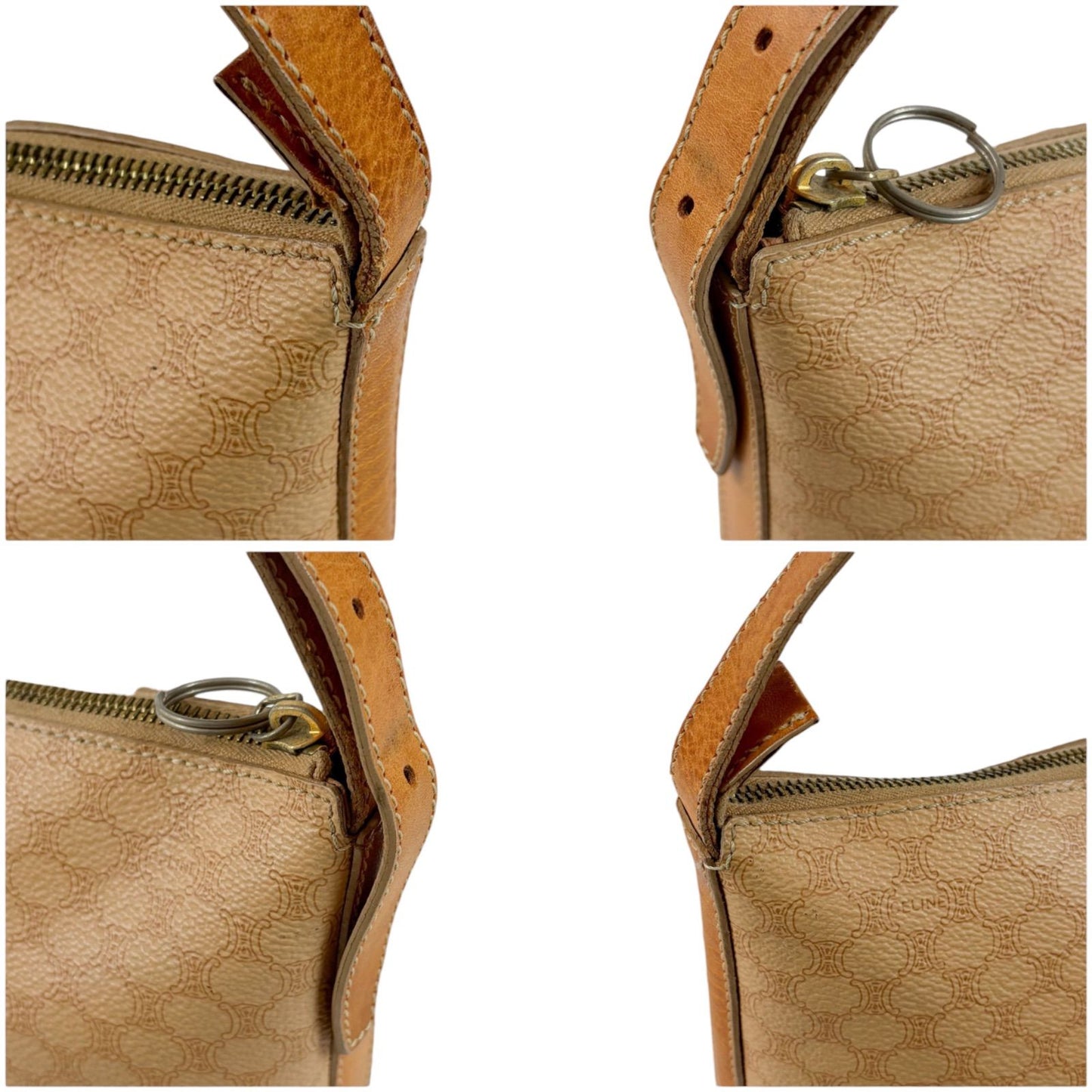 Celine Pouch Shoulder Bag Macadam Triomphe Beige Leather — view 4