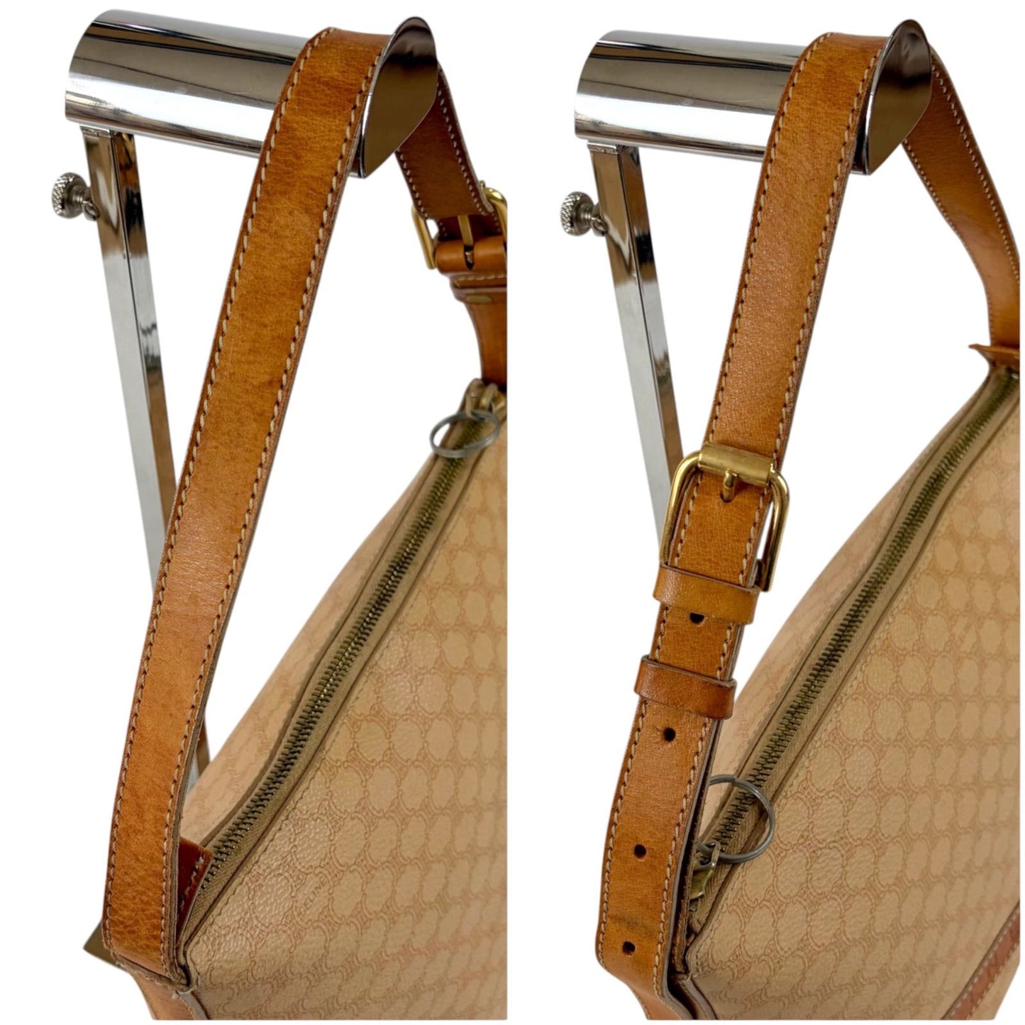 Celine Pouch Shoulder Bag Macadam Triomphe Beige Leather — view 6