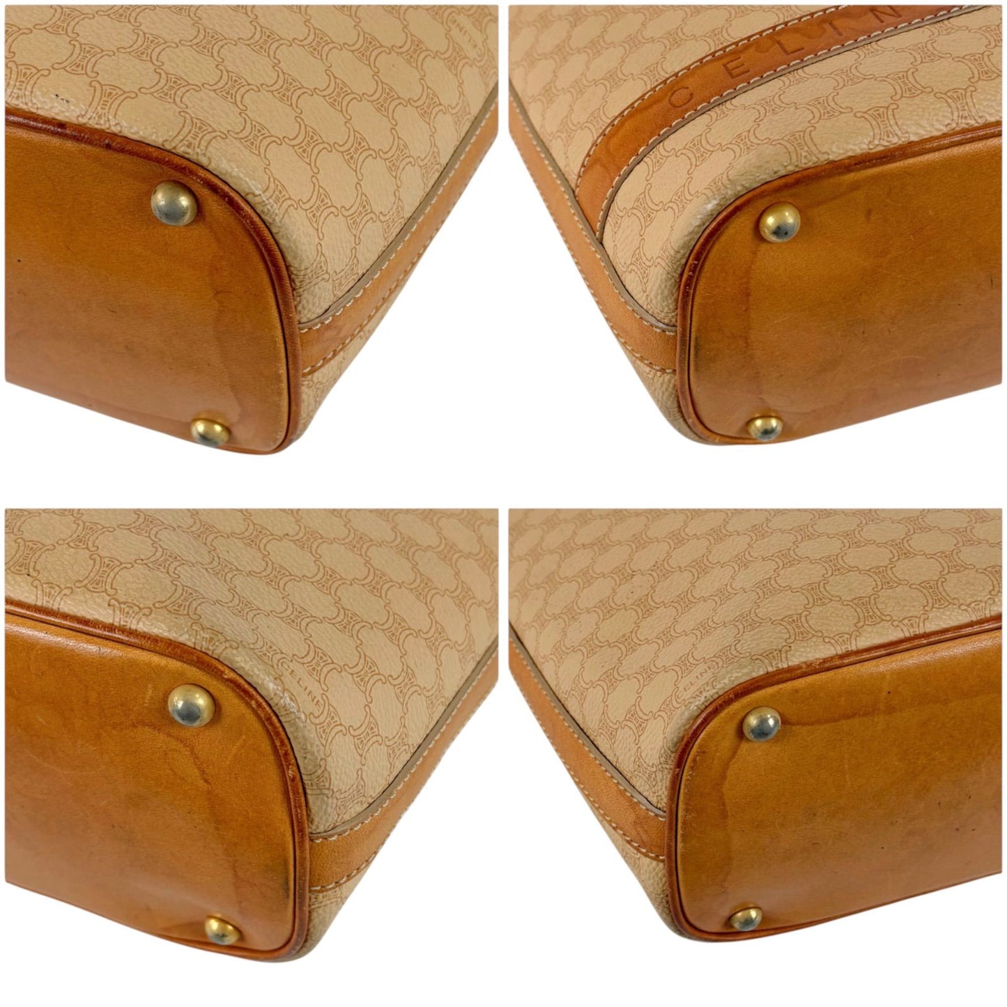 Celine Pouch Shoulder Bag Macadam Triomphe Beige Leather — view 5