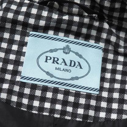 Prada Coat 38 Check Ruffle Soutien Collar Belted — view 7