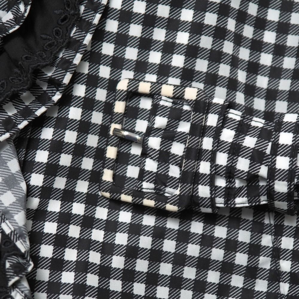 Prada Coat 38 Check Ruffle Soutien Collar Belted — view 5