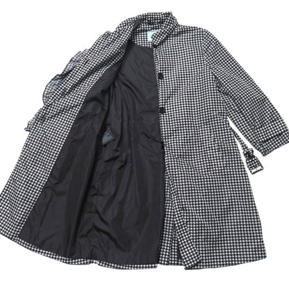 Prada Coat 38 Check Ruffle Soutien Collar Belted — view 6