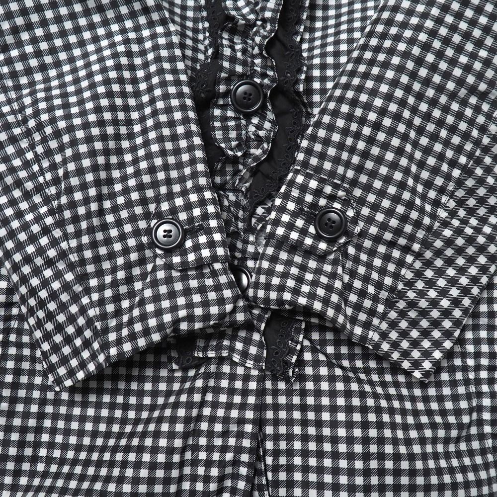 Prada Coat 38 Check Ruffle Soutien Collar Belted — view 4
