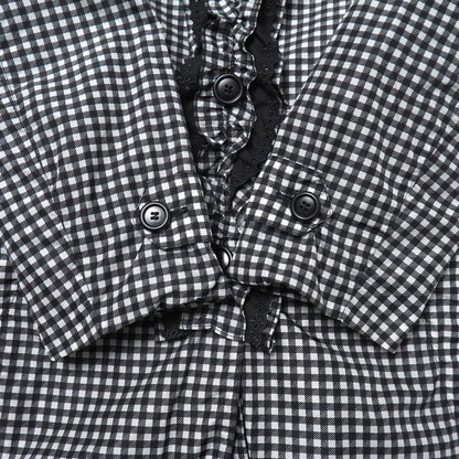 Prada Coat 38 Check Ruffle Soutien Collar Belted — view 4