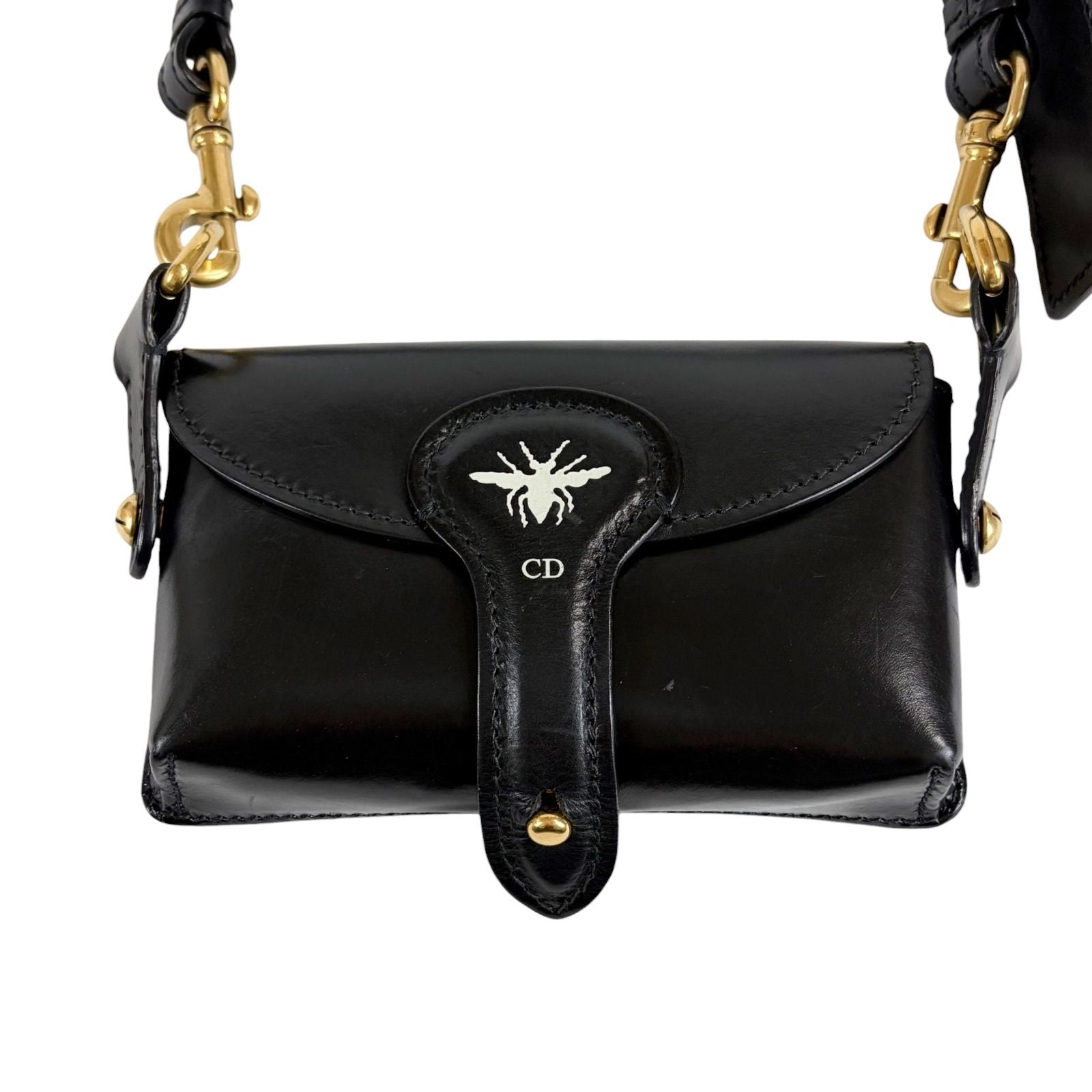 Dior Bee Cross Belt Bag Leather Black Pochette — view 3