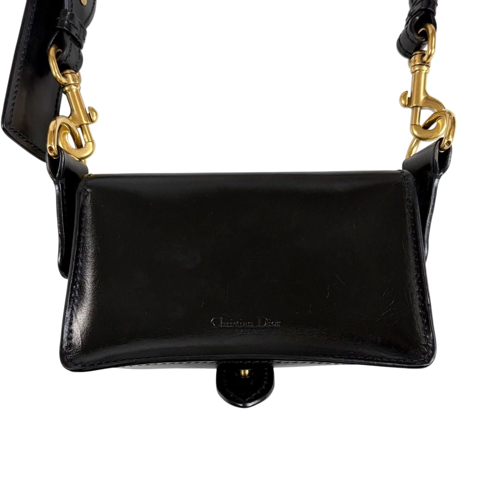 Dior Bee Cross Belt Bag Leather Black Pochette — view 4