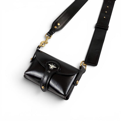 Dior Bee Cross Belt Bag Leather Black Pochette