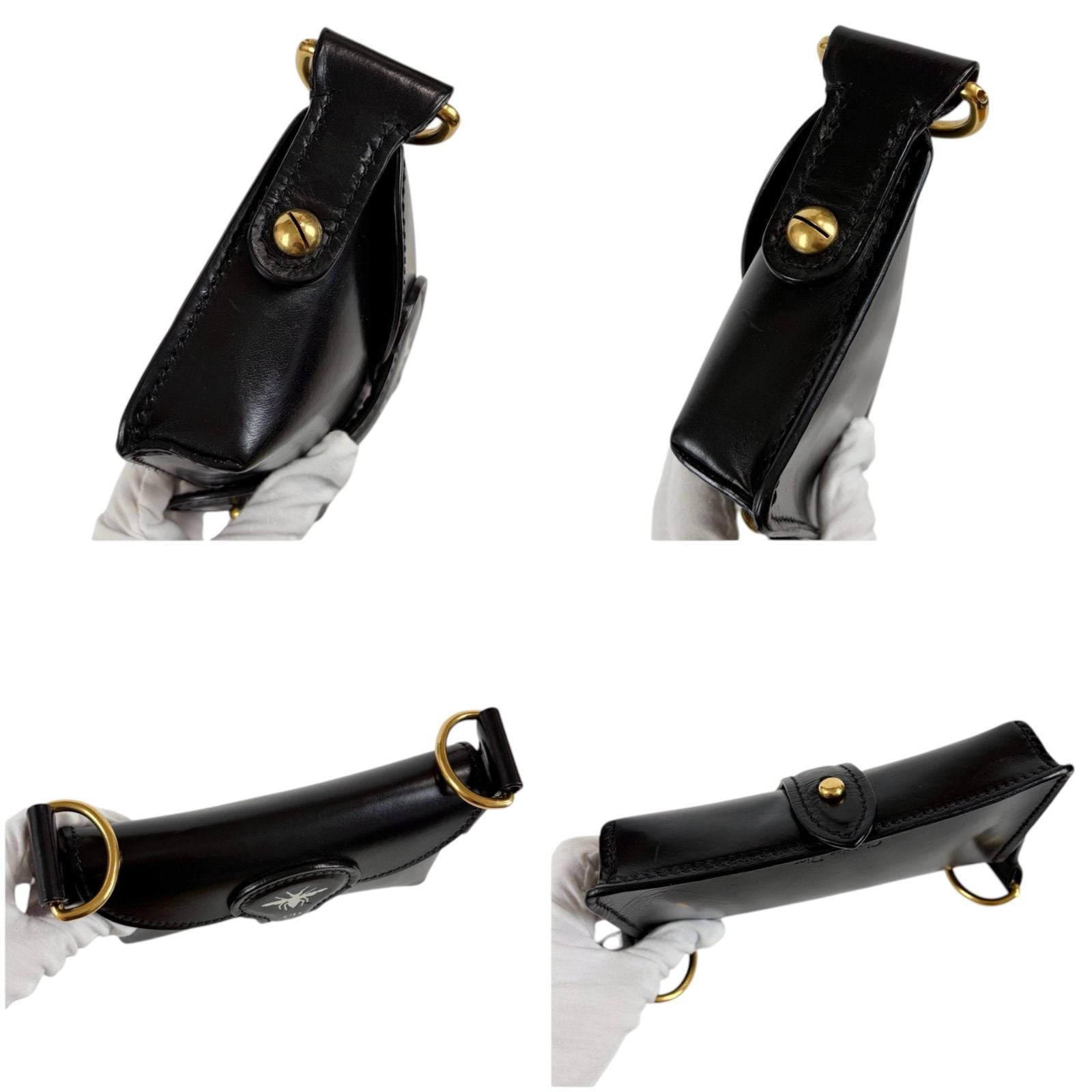 Dior Bee Cross Belt Bag Leather Black Pochette — view 8