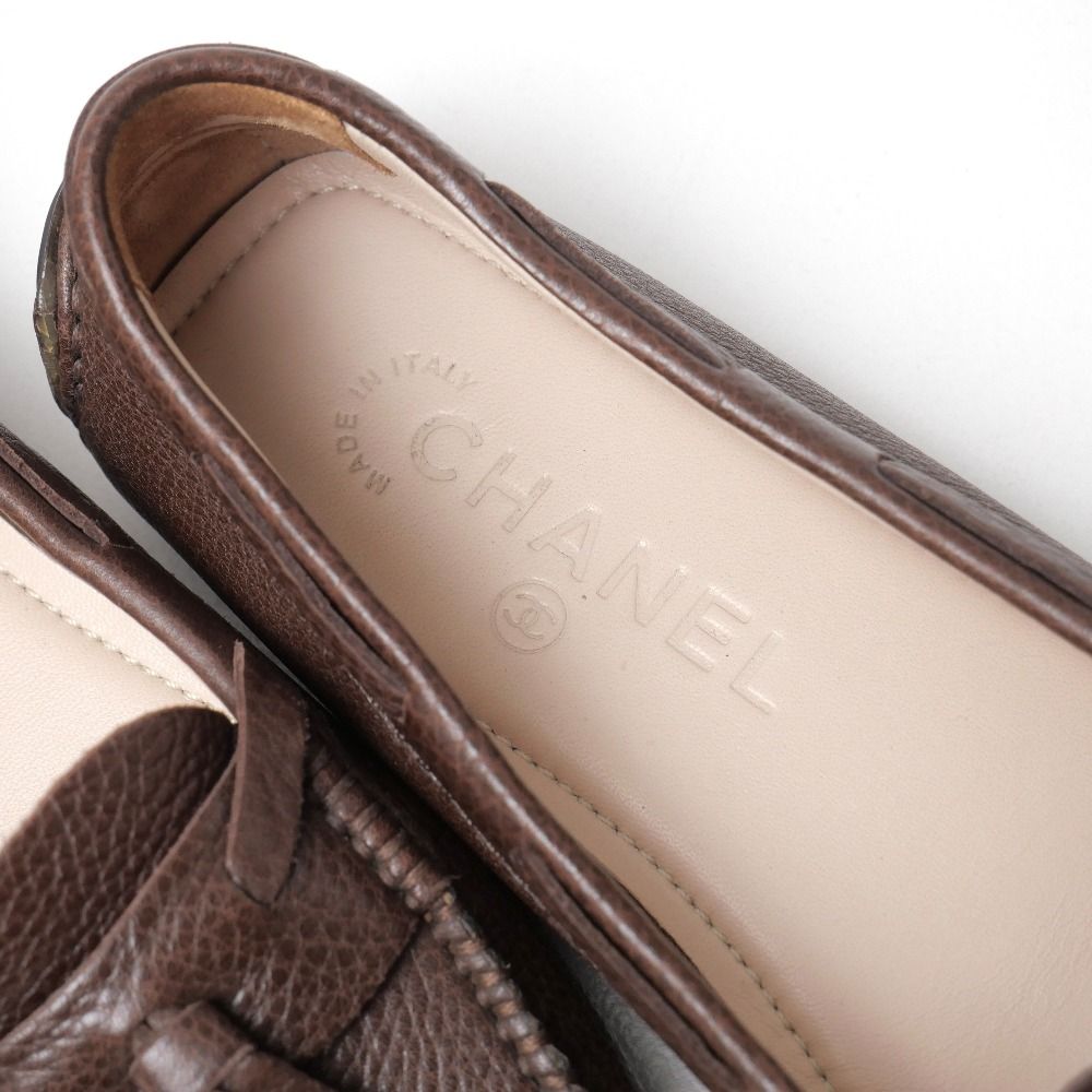 Chanel Loafers Driving Shoes Slip On CC Logo Tassel 35.5 — view 7