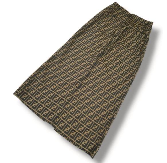 Fendi Skirt Long Zucca Pattern FF Logo Brown 42 — view 3