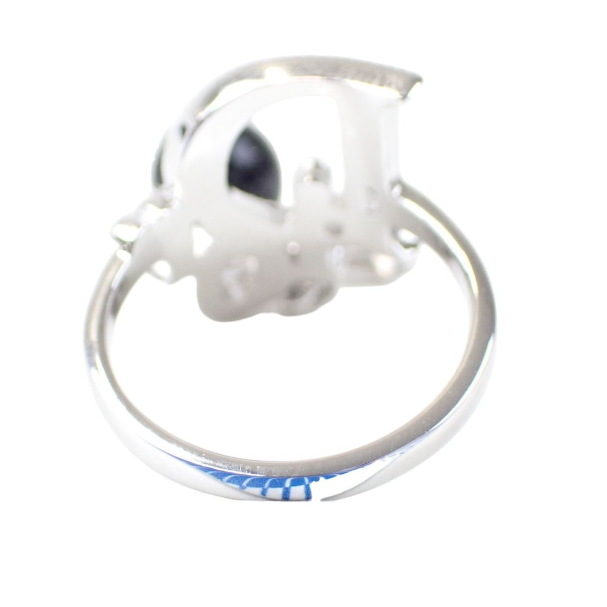 Dior Rhinestone Ribbon Motif Ring Silver — view 3