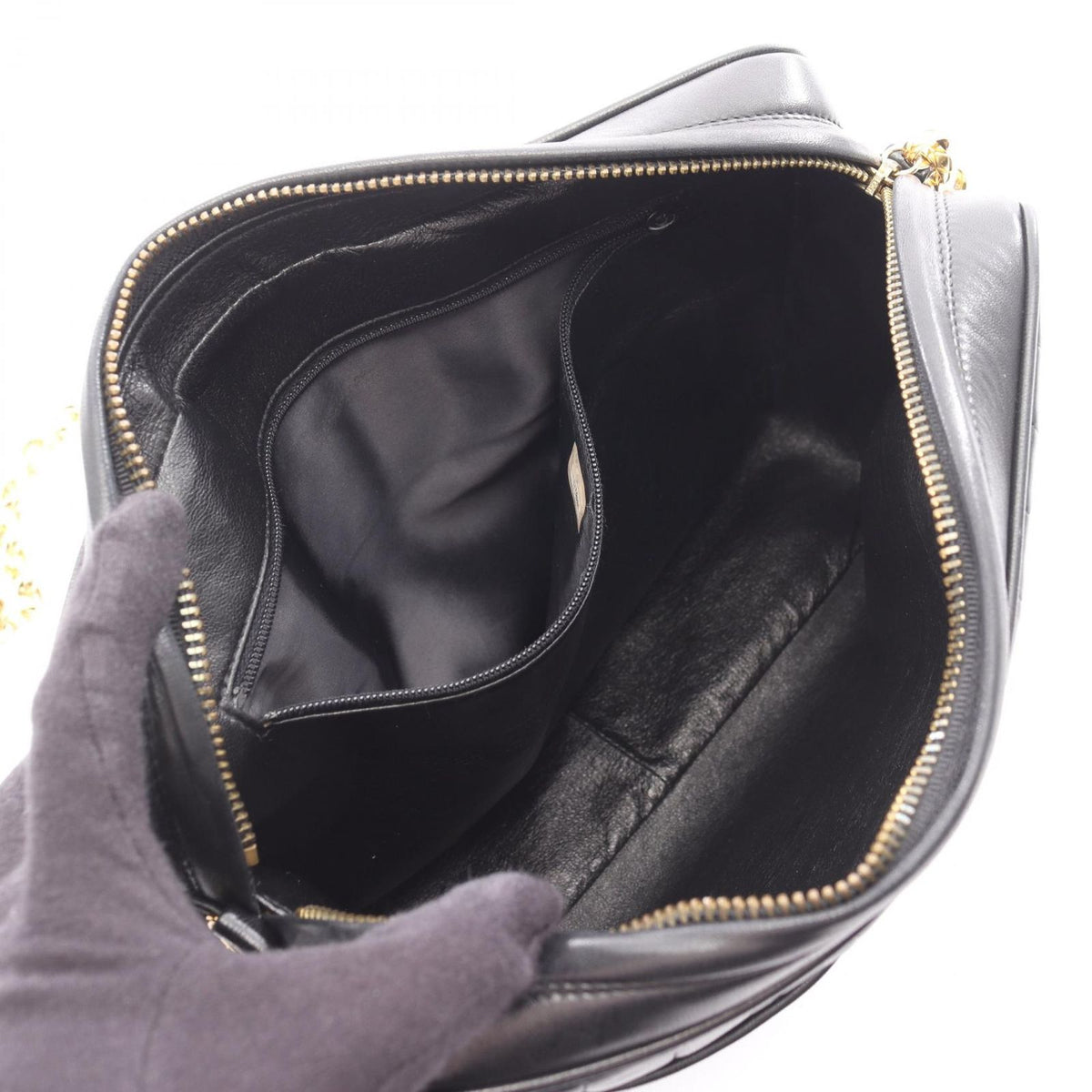 Chanel Shoulder Bag Mademoiselle Black Lambskin Fringe Chain — view 3