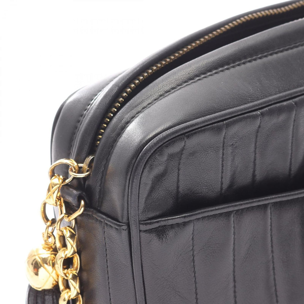 Chanel Shoulder Bag Mademoiselle Black Lambskin Fringe Chain — view 6