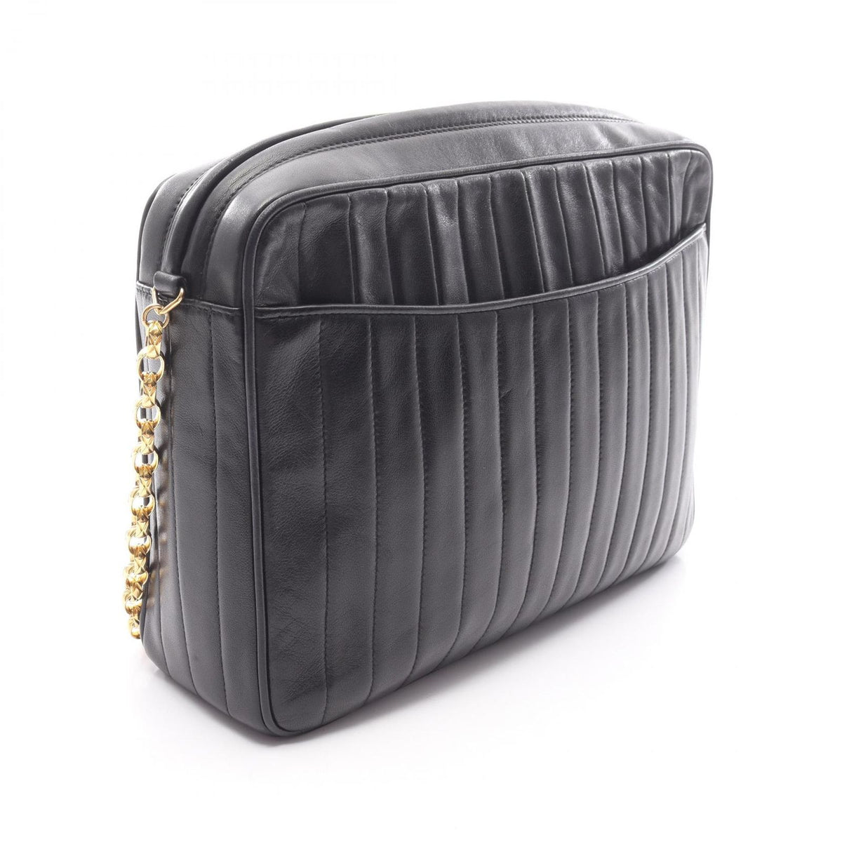 Chanel Shoulder Bag Mademoiselle Black Lambskin Fringe Chain — view 2