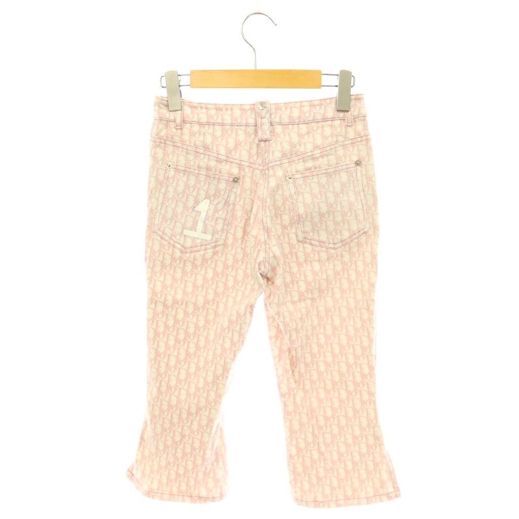 Dior Trotter Pants Cropped Sabrina Logo All Over Pattern Pink White DO — view 2