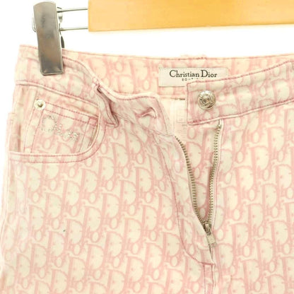 Dior Trotter Pants Cropped Sabrina Logo All Over Pattern Pink White DO — view 3