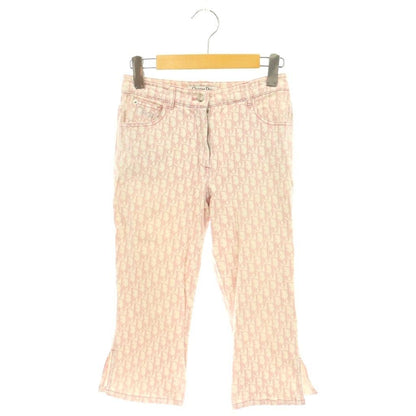 Dior Trotter Pants Cropped Sabrina Logo All Over Pattern Pink White DO