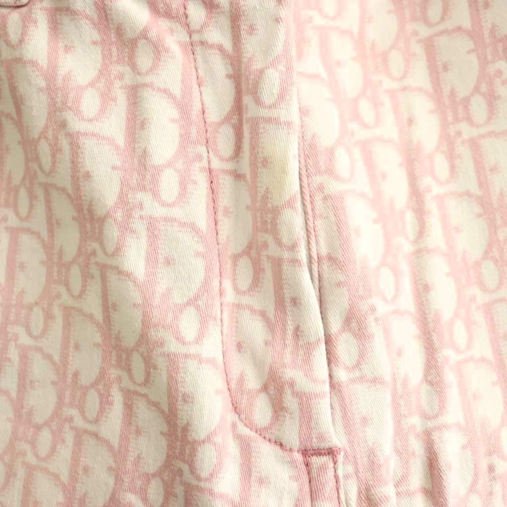 Dior Trotter Pants Cropped Sabrina Logo All Over Pattern Pink White DO — view 6