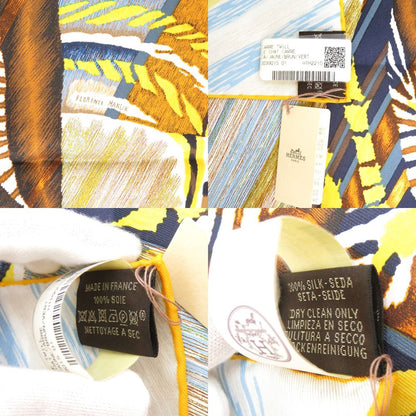 Hermes Carre 90 Double Face le Chat Silk Jaune Scarf Yellow — view 6