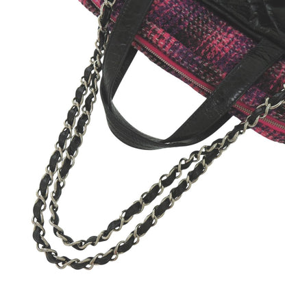Chanel Quilted CC Logo Portobello Leather Tweed Black Pink 13 Handbag — view 5
