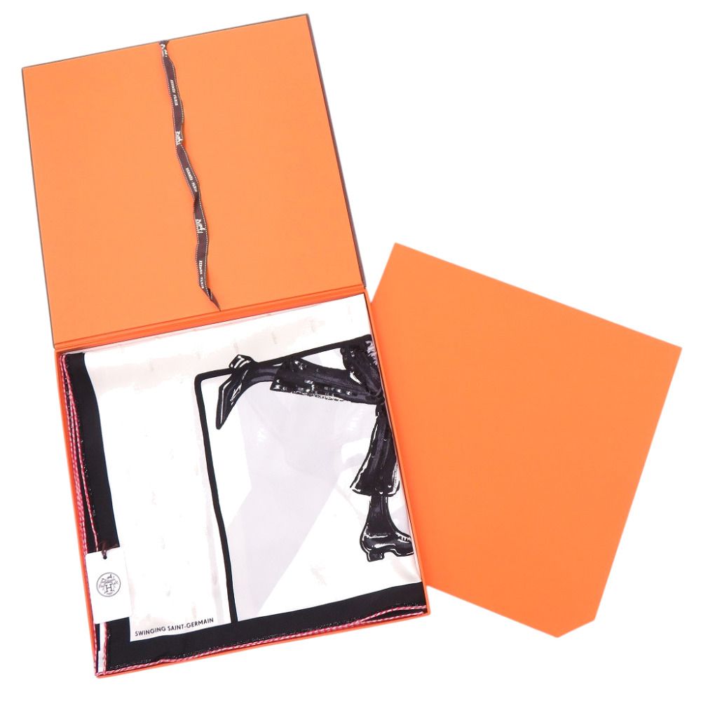 Hermes Carre 70 Swinging Saint Germain Silk Sequin Beads White Scarf — view 2
