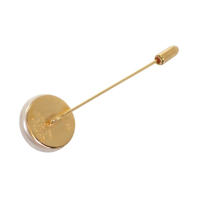 Chanel Pin Brooch Vintage Metal Faux Pearl CC Logo — view 3