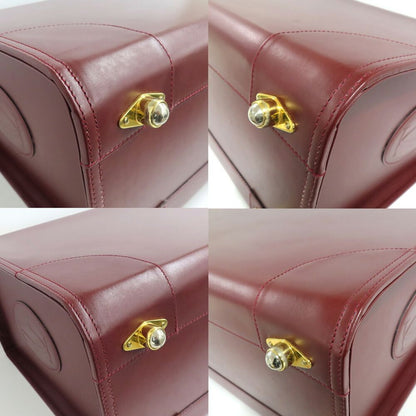 Cartier Flight Case Vintage Burgundy Leather Large Handbag — view 7