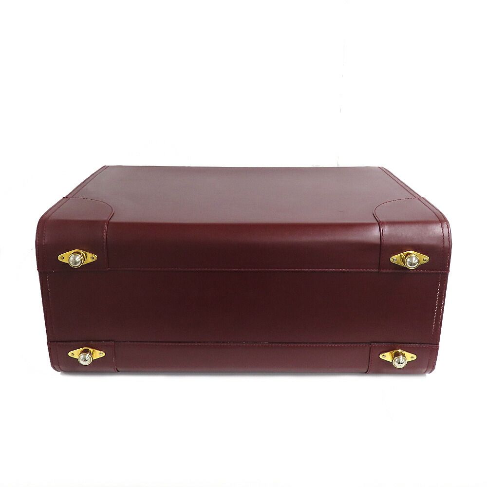 Cartier Flight Case Vintage Burgundy Leather Large Handbag — view 6