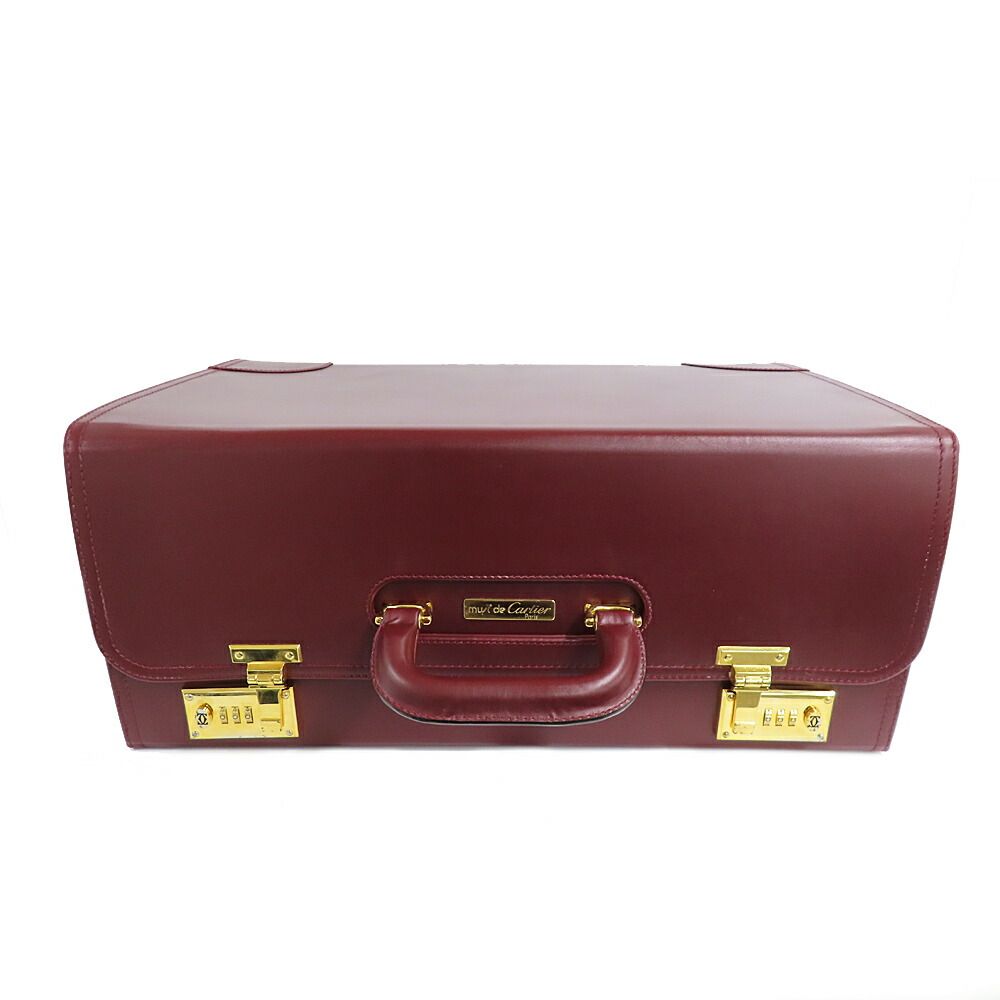 Cartier Flight Case Vintage Burgundy Leather Large Handbag — view 5