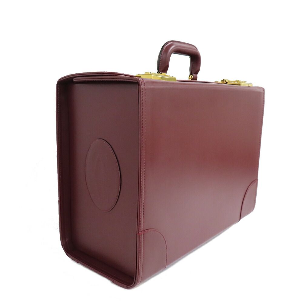 Cartier Flight Case Vintage Burgundy Leather Large Handbag — view 3