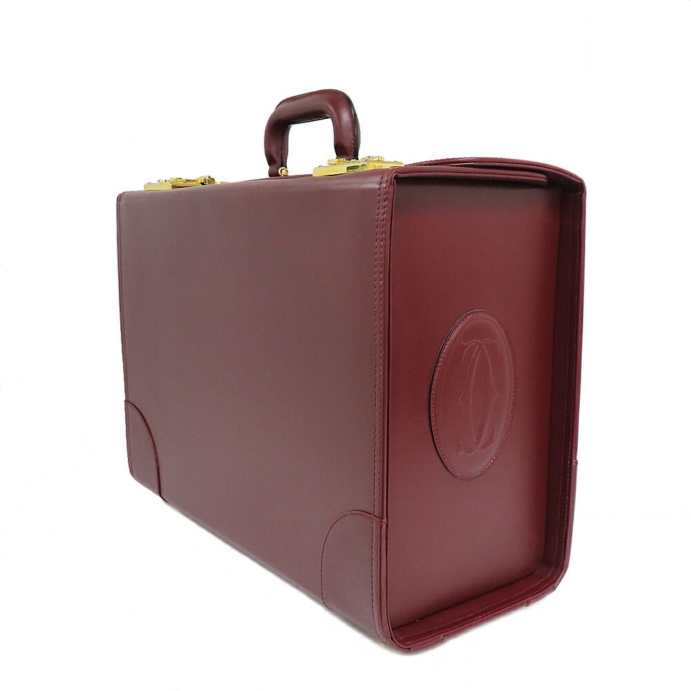 Cartier Flight Case Vintage Burgundy Leather Large Handbag — view 2