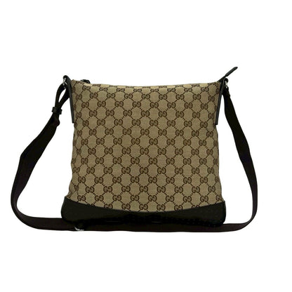 Gucci GG Canvas Pattern Leather Shoulder Bag Crossbody Cross Beige Brown — view 3