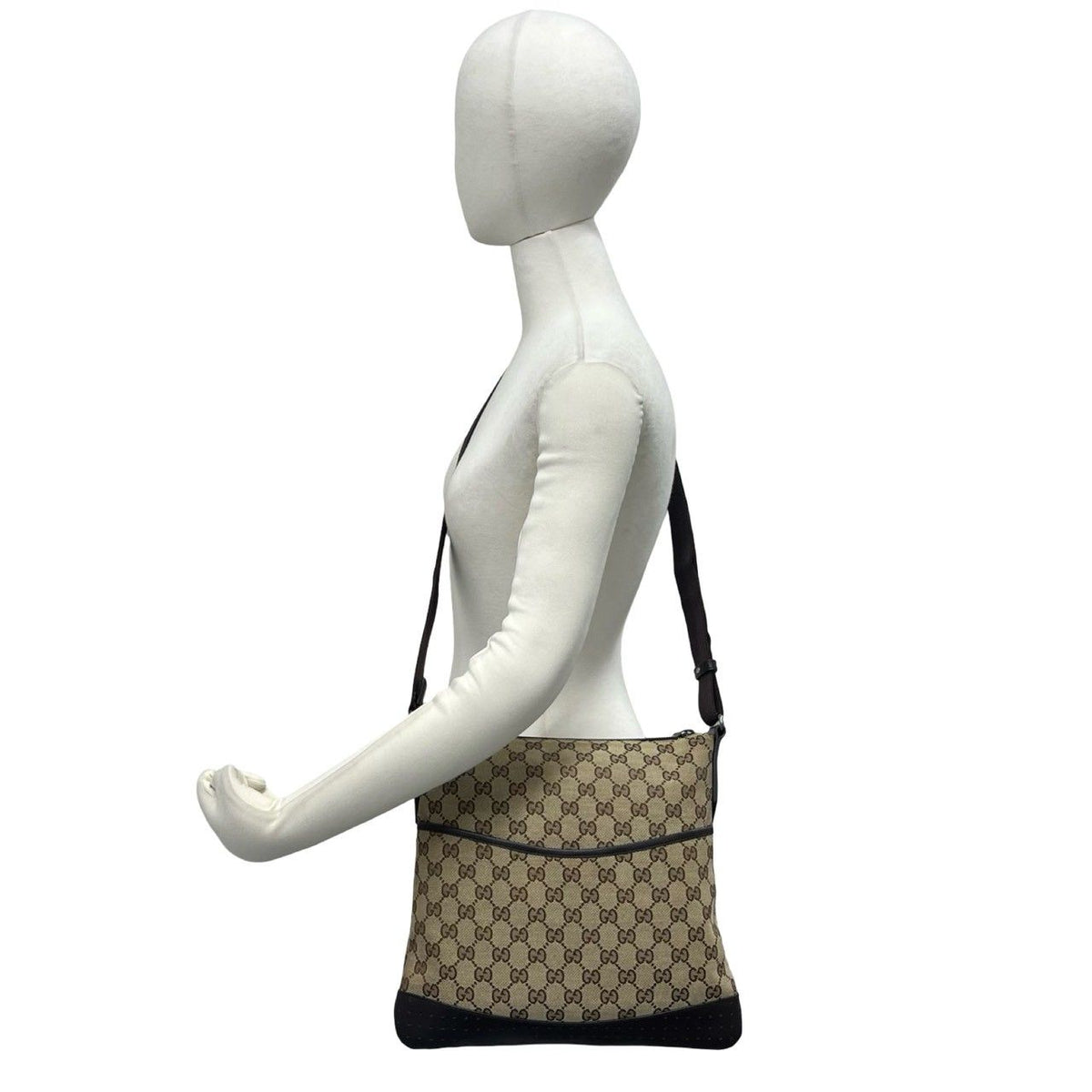 Gucci GG Canvas Pattern Leather Shoulder Bag Crossbody Cross Beige Brown — view 2