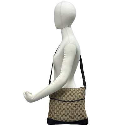 Gucci GG Canvas Pattern Leather Shoulder Bag Crossbody Cross Beige Brown — view 2