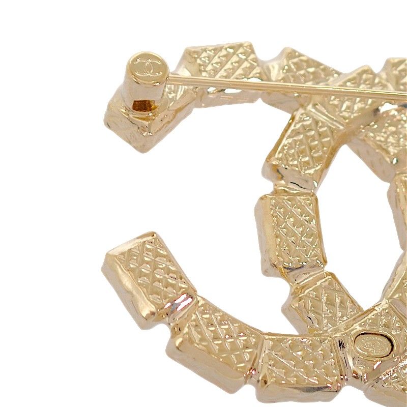 Chanel CC Logo Brooch Metal Crystal Gold — view 8