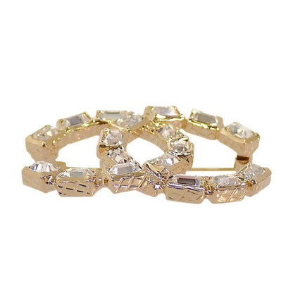 Chanel CC Logo Brooch Metal Crystal Gold — view 5