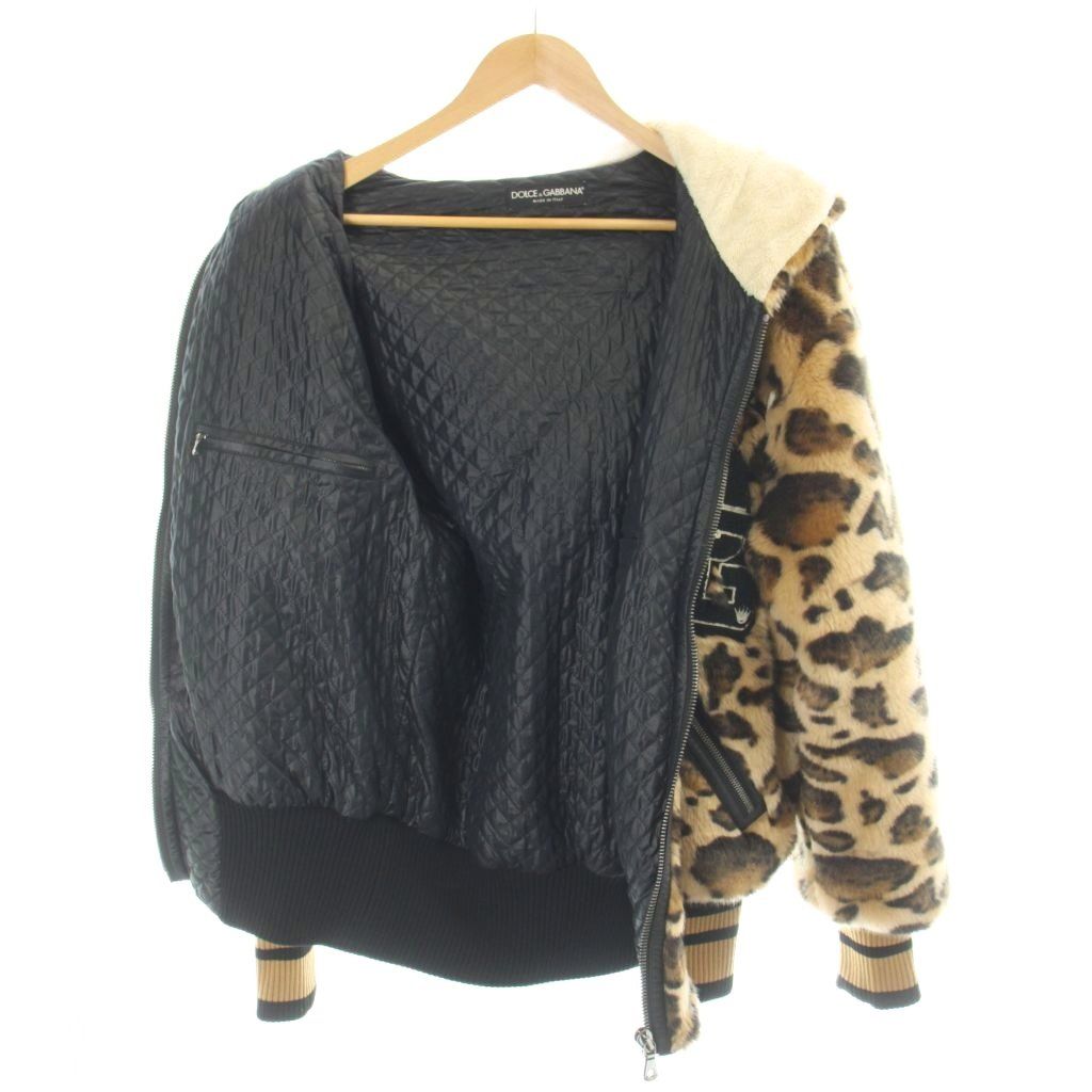 Dolce & Gabbana Jacket Hoodie Faux Fur Animal Leopard Print Zip Up Hood 44 Brown — view 3