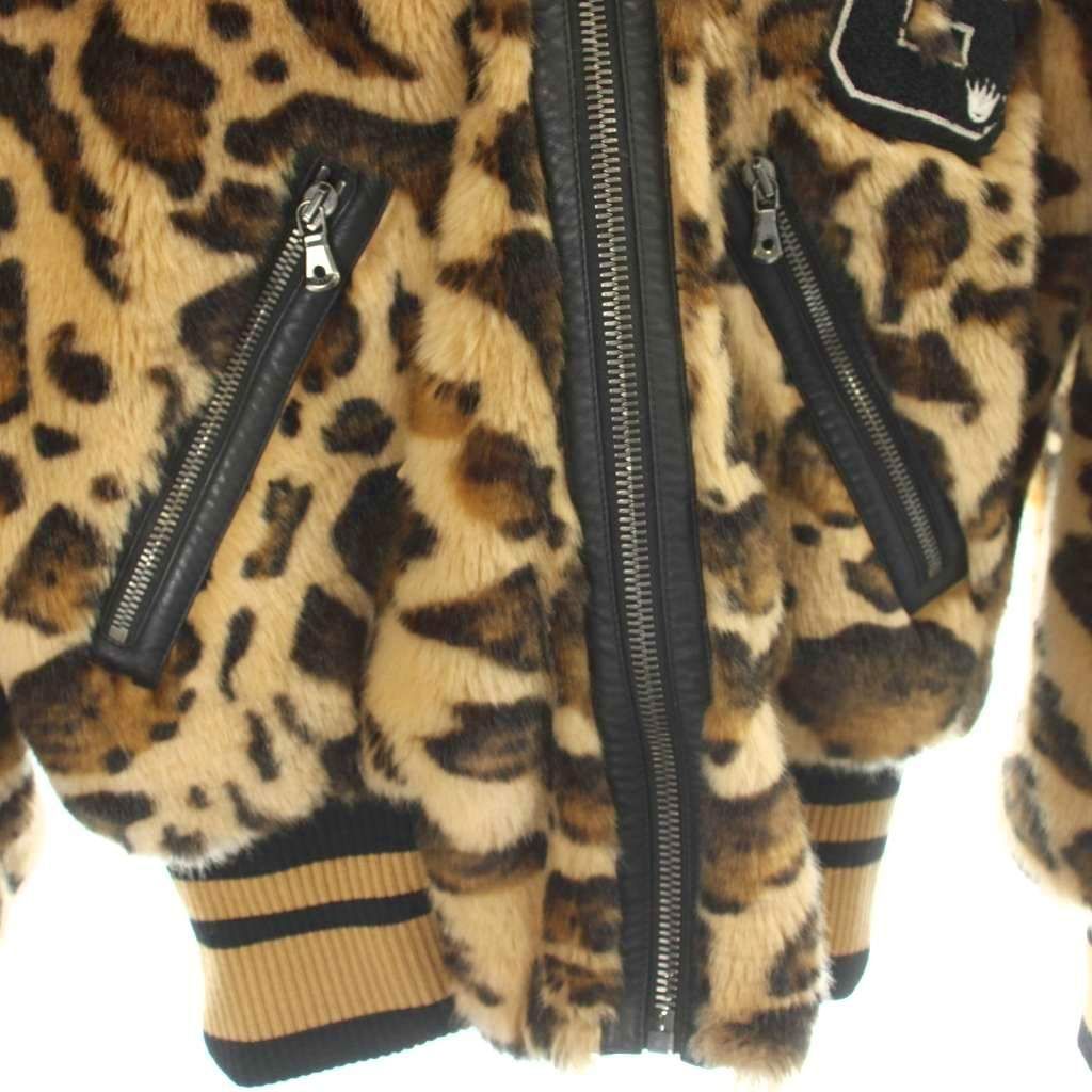 Dolce & Gabbana Jacket Hoodie Faux Fur Animal Leopard Print Zip Up Hood 44 Brown — view 5