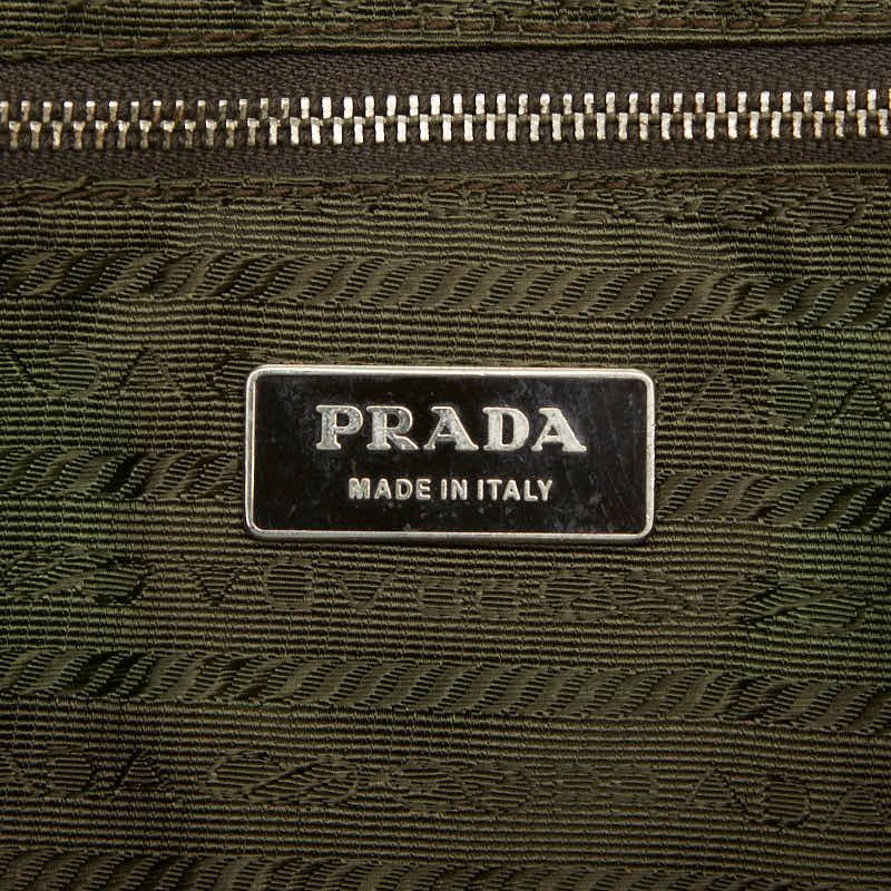 Prada Tote Shoulder Bag Beige Yellow Canvas Leather — view 7