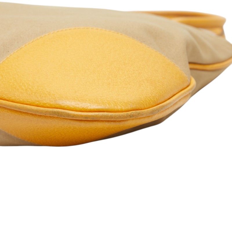 Prada Tote Shoulder Bag Beige Yellow Canvas Leather — view 4
