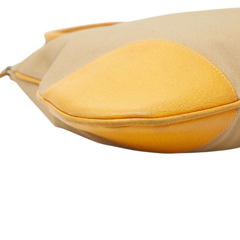 Prada Tote Shoulder Bag Beige Yellow Canvas Leather — view 5