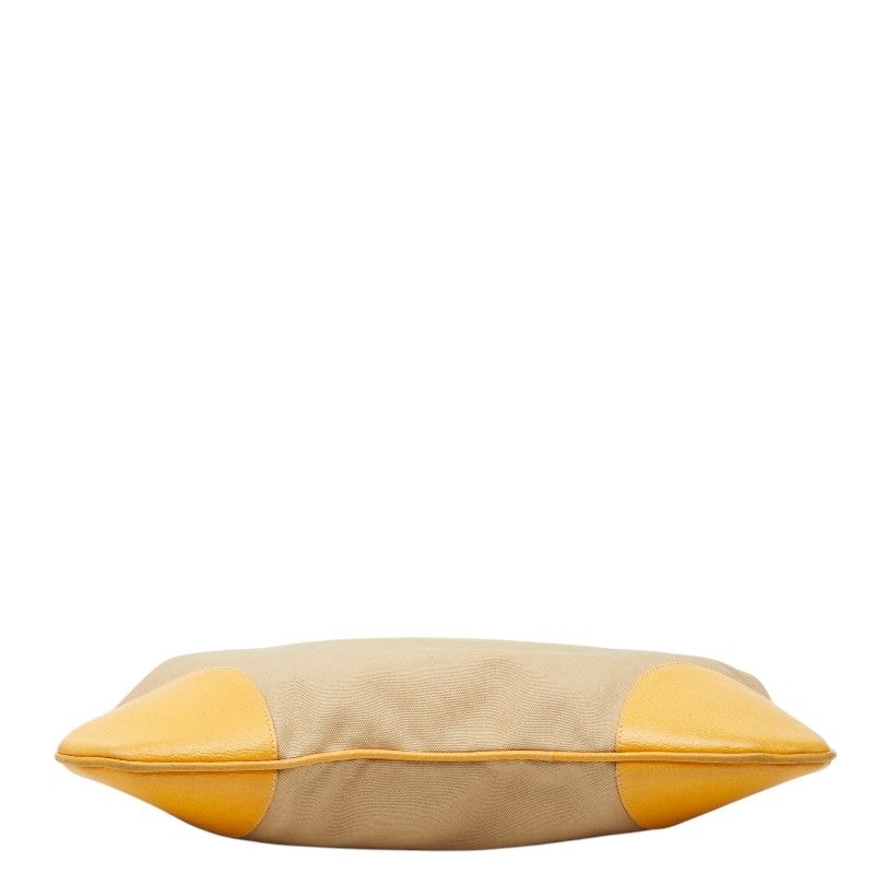 Prada Tote Shoulder Bag Beige Yellow Canvas Leather — view 3