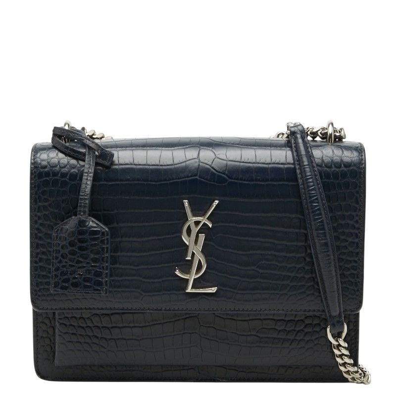 Saint Laurent YSL Monogram Sunset Croco Shoulder Bag