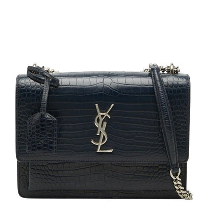 Saint Laurent YSL Monogram Sunset Croco Shoulder Bag