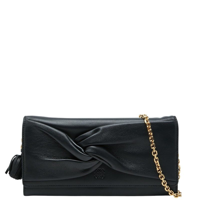 Loewe Anagram Wallet Chain Black Leather Shoulder Bag