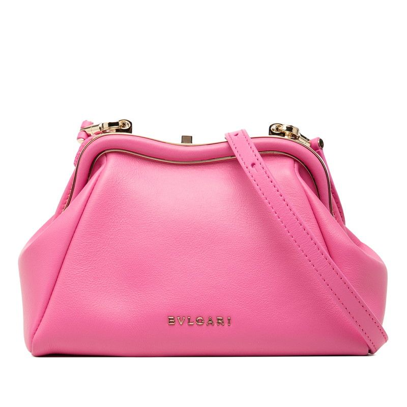 Bvlgari Serpentine Pouch Crossbody Shoulder Bag Pink Leather