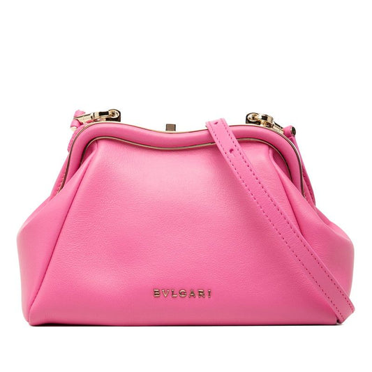 Bvlgari Serpentine Pouch Crossbody Shoulder Bag Pink Leather