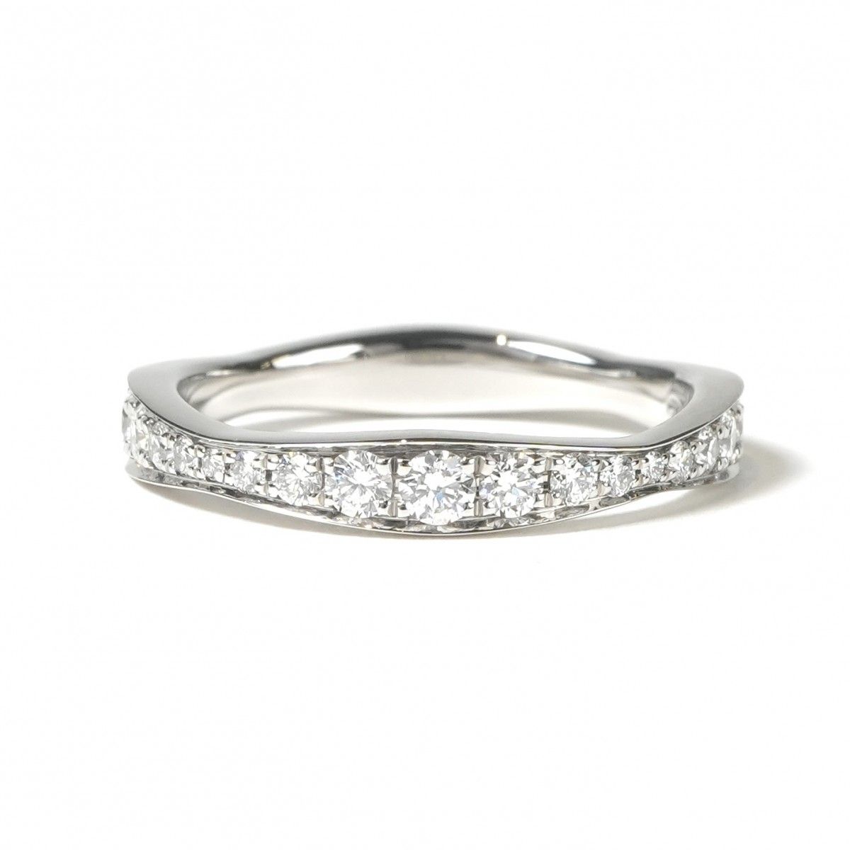 Harry Winston Pave Wave Band Ring Micro Diamond Silver Marriage